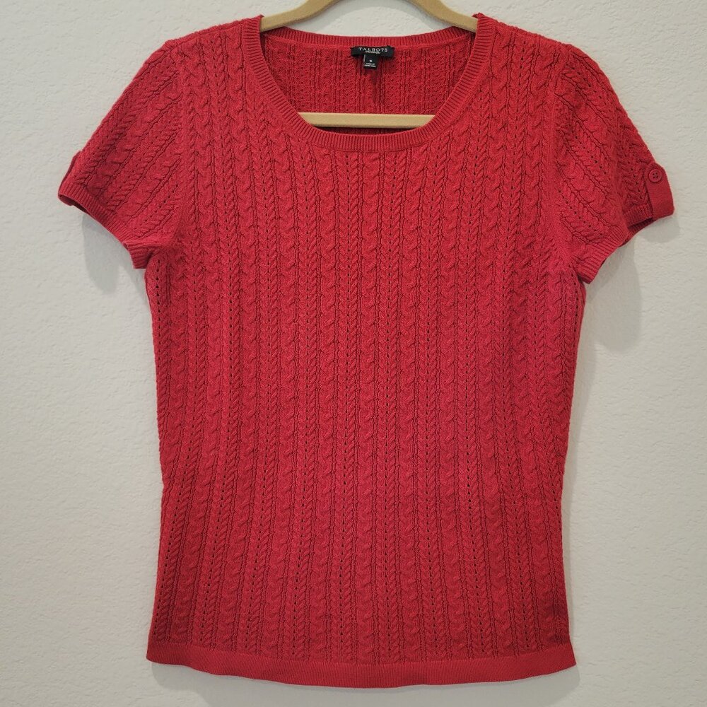 Talbots Cotton Knit Short Sleeve Top, Size Small.